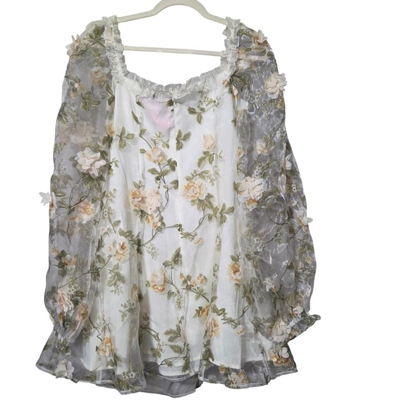 Sugar Thrillz Floral Sheer Mini Dress Large NWOT Romantic Cottagecore Coquette - Picture 3 of 10